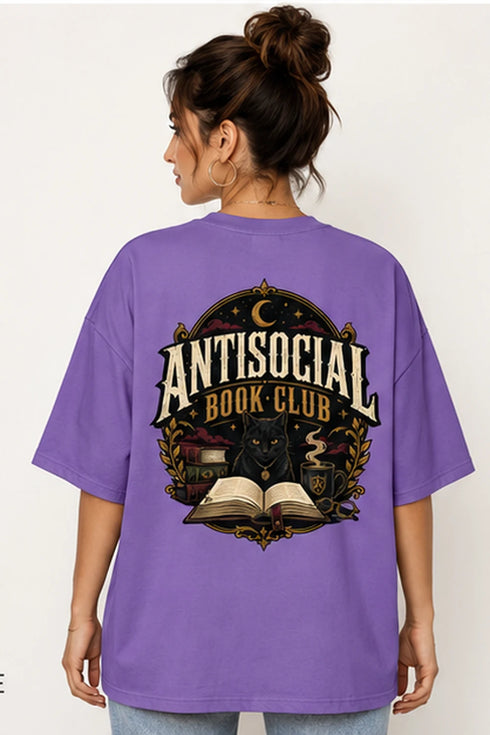 Rare Mode Books Are My Love Language Oversized T-Shirt in Purple oversized t-shirt back graphic