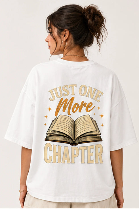 Rare Mode Just One More Chapter Oversized T-Shirt in White oversized t-shirt back graphic