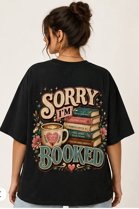 Rare Mode Sorry I’m Booked Oversized T-Shirt in Black oversized t-shirt back graphic