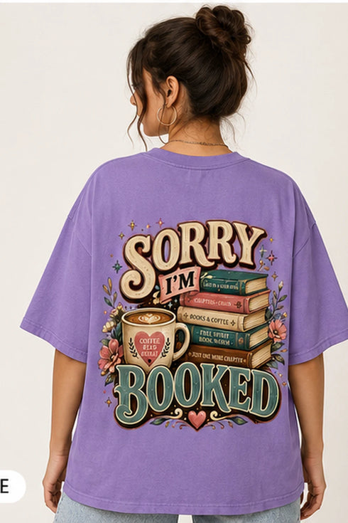 Rare Mode Sorry I’m Booked Oversized T-Shirt in Purple oversized t-shirt back graphic