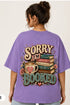 Rare Mode Sorry I’m Booked Oversized T-Shirt in Purple oversized t-shirt back graphic