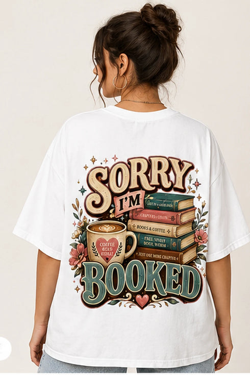 Rare Mode Sorry I’m Booked Oversized T-Shirt in White oversized t-shirt back graphic