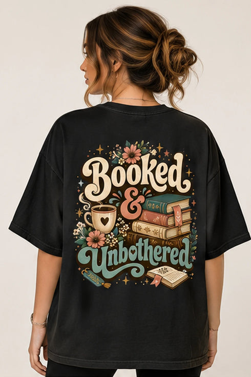 Rare Mode Booked & Unbothered Oversized T-Shirt in Black oversized t-shirt back graphic