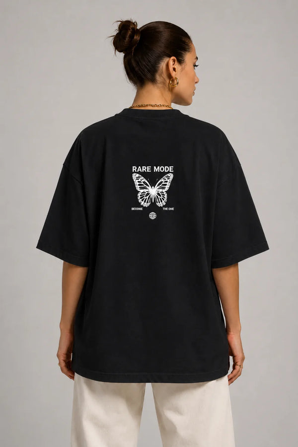 Rare Mode Butterfly oversized T-shirt with small chest logo and butterfly back print