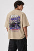 Rare Mode Night Shift Drifter Oversized Graphic T-Shirt in Beige back view with Night Shift Drifter graphic print