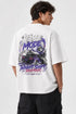 Rare Mode Night Shift Drifter Oversized Graphic T-Shirt in White back view with Night Shift Drifter graphic print