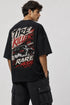 Rare Mode Tire Killer Oversized Graphic T-Shirt in Black back view with Tire Killer graphic print