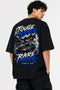 Rare Mode Touge Terror Oversized Graphic T-Shirt in Black back view with Touge Terror graphic print