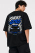Rare Mode Smoke Gods Oversized Graphic T-Shirt in Black back view with Smoke Gods graphic print