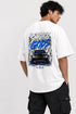 Rare Mode Smoke Gods Oversized Graphic T-Shirt in White back view with Smoke Gods graphic print