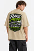 Rare Mode Sideways Society Oversized Graphic T-Shirt in Beige back view with Sideways Society graphic print