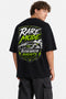 Rare Mode Sideways Society Oversized Graphic T-Shirt in Black back view with Sideways Society graphic print