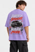 Rare Mode Drift Syndicate Oversized Graphic T-Shirt in White back view with Drift Syndicate graphic print