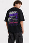 Rare Mode Midnight Drift Club Oversized Graphic T-Shirt in Black back view with Midnight Drift Club graphic print