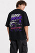 Rare Mode Midnight Drift Club Oversized Graphic T-Shirt in Black back view with Midnight Drift Club graphic print