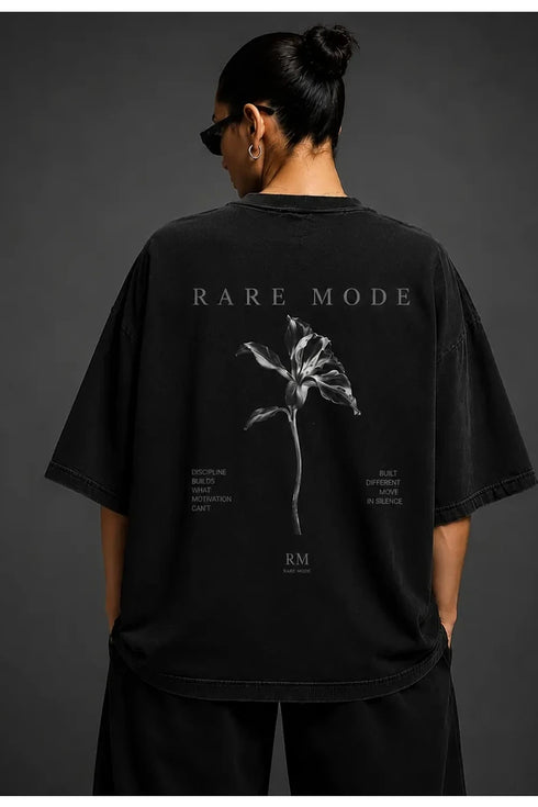 Rare Mode Oversized Washed Black Tee – Women’s Heavyweight Streetwear