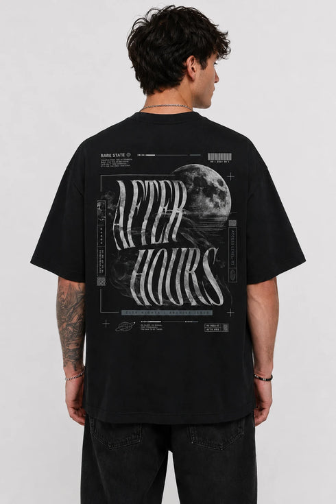 Rare Mode After Hours Oversized Black T-Shirt back view