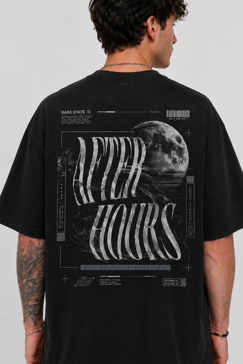Rare Mode After Hours Oversized Black T-Shirt close view