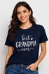Women's Best Grandma Ever premium cotton regular fit T-shirt in Navy Blue, front view