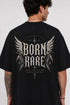 Rare Mode Born Rare Oversized Black T-Shirt close view