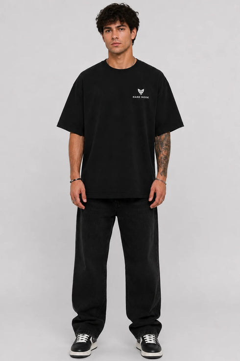 Rare Mode Born Rare Oversized Black T-Shirt full view