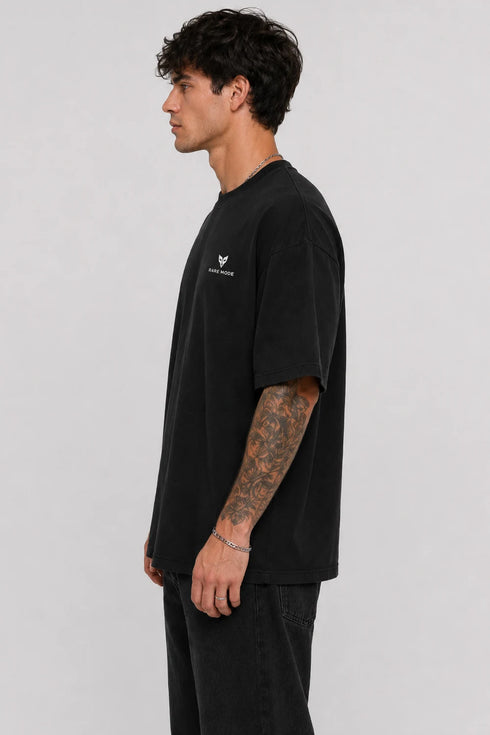 Rare Mode Born Rare Oversized Black T-Shirt side view