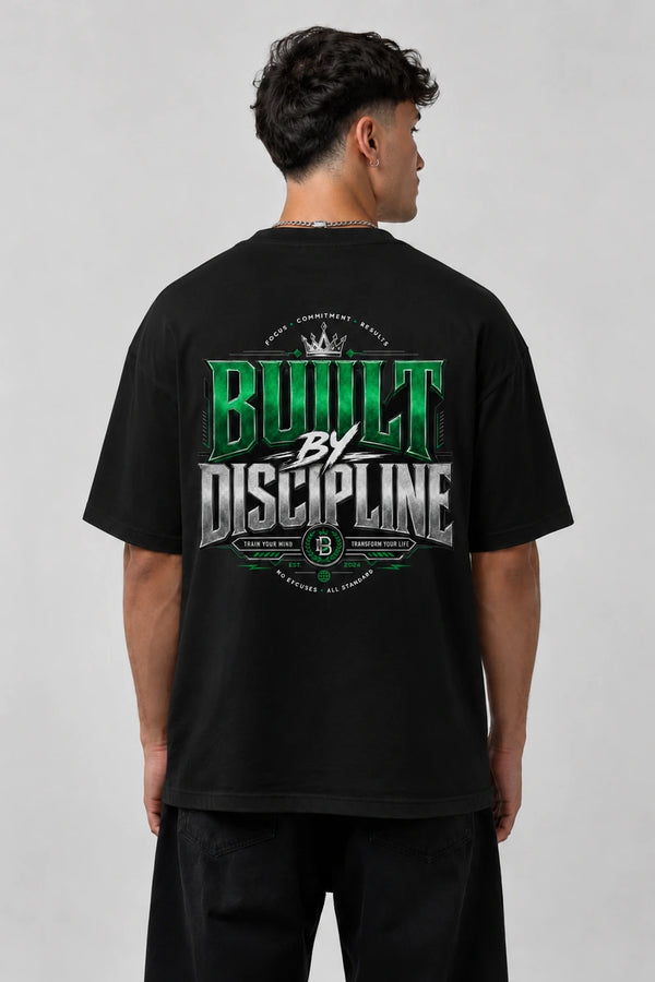 Built By Discipline Oversized Graphic T-Shirt Rare Mode - Built By Discipline Black Back