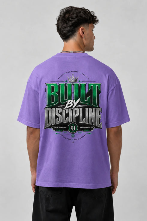 Built By Discipline Oversized Graphic T-Shirt Rare Mode - Built By Discipline Purple Back