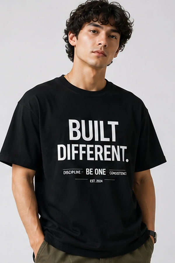 RARE MODE Built Different Oversized T-Shirt – Black