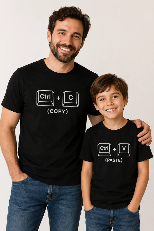 Dad Son T-Shirts – CTRL C CTRL V Premium Cotton Matching Combo
