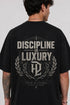 Rare Mode Discipline Is Luxury Oversized Black T-Shirt close view