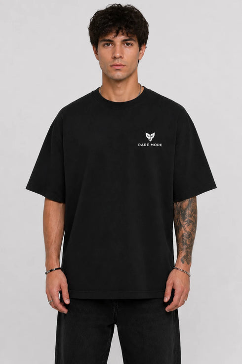 Rare Mode Discipline Is Luxury Oversized Black T-Shirt front view