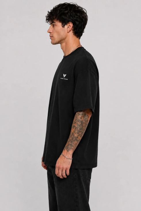 Rare Mode Discipline Is Luxury Oversized Black T-Shirt side view