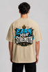 Earn Your Strength Oversized Graphic T-Shirt Rare Mode - Earn Your Strength Beige Back