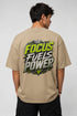 Focus Fuels Power Oversized Graphic T-Shirt Rare Mode - Focus Fuels Power Beige Back