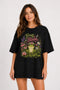 Frog & Bloom Oversized T-Shirt for Women in Black oversized fit on women model