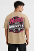 Hustle For Muscle Oversized Graphic T-Shirt Rare Mode - Hustle For Muscle Beige Back