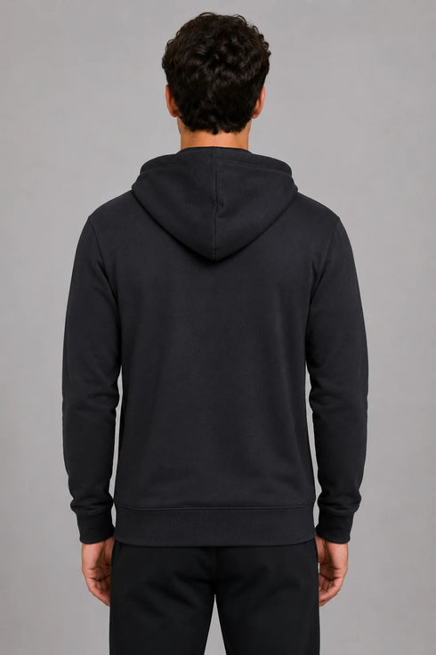 Men Premium Cotton Hoodie - Black back view