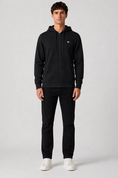 Men Premium Cotton Hoodie - Black full view