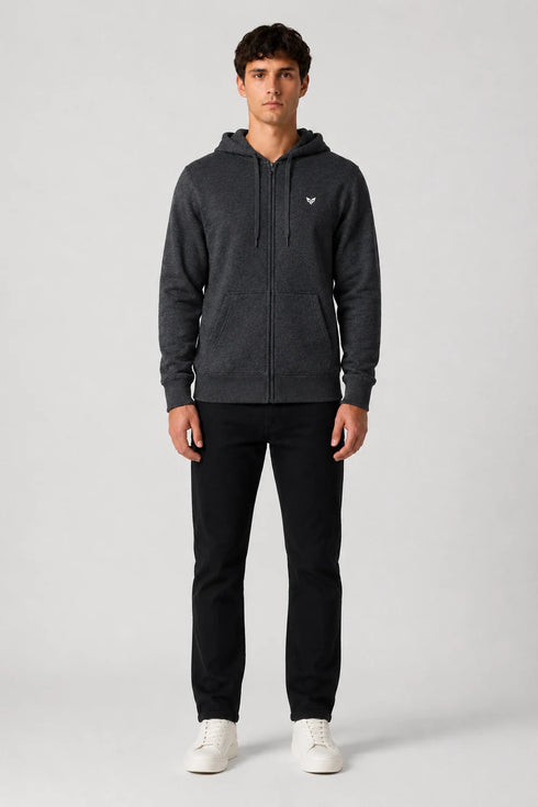 Men Premium Cotton Hoodie - Charcoal Grey full view