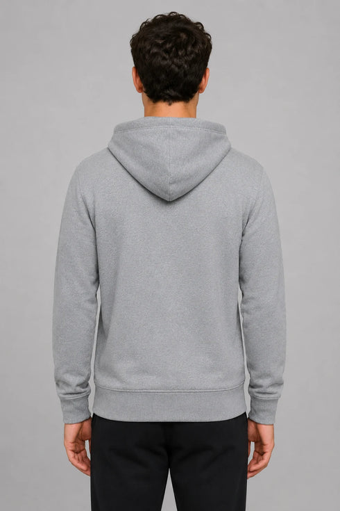 Men Premium Cotton Hoodie - Light Grey back view