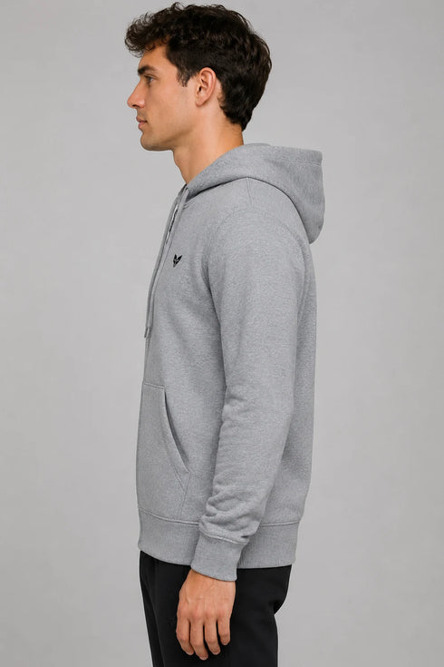 Men Premium Cotton Hoodie - Light Grey side view