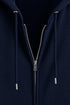 Men Premium Cotton Hoodie - Navy Blue zipper closure detail