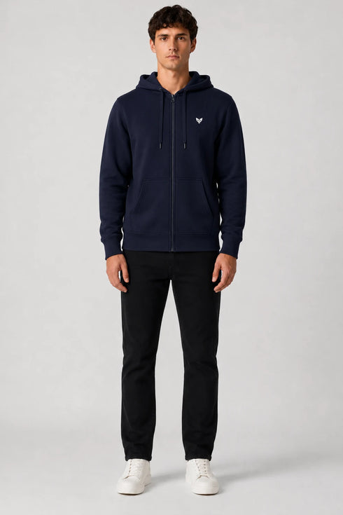 Men Premium Cotton Hoodie - Navy Blue full view