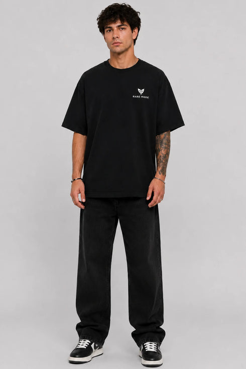 Rare Mode Midnight Circuit Oversized Black T-Shirt full view