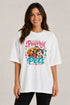Powered By Pets Oversized T-Shirt for Women in White oversized fit on women model