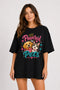 Powered By Pets Oversized T-Shirt for Women in Black oversized fit on women model