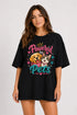 Powered By Pets Oversized T-Shirt for Women in Black oversized fit on women model