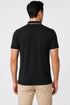 Rare Mode Men’s 280 GSM Bio-Washed Cotton Polo T-Shirt in Black with White Tipping back view