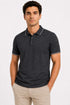 Rare Mode Men’s 280 GSM Bio-Washed Cotton Polo T-Shirt in Charcoal Melange front view
